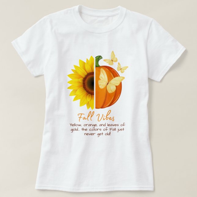 Anpassade Solros och Pumpkin Fall T-Shirt (Design framsida)