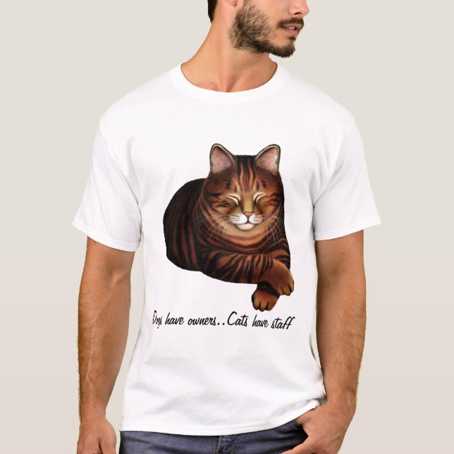 Anpassade som sovar den bruna tabby kattskjortan tee shirt (Framsida)