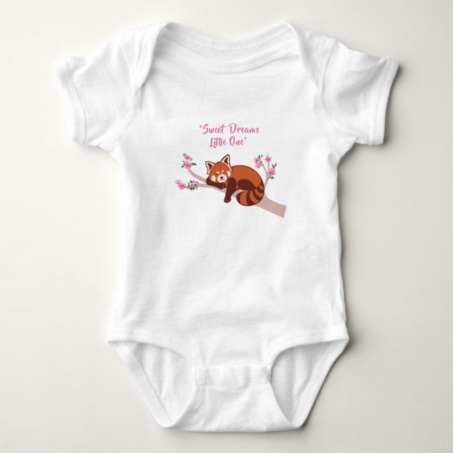 Anpassade "Sömnig rödpanda" Baby Bodykostym T Shirt (Framsida)