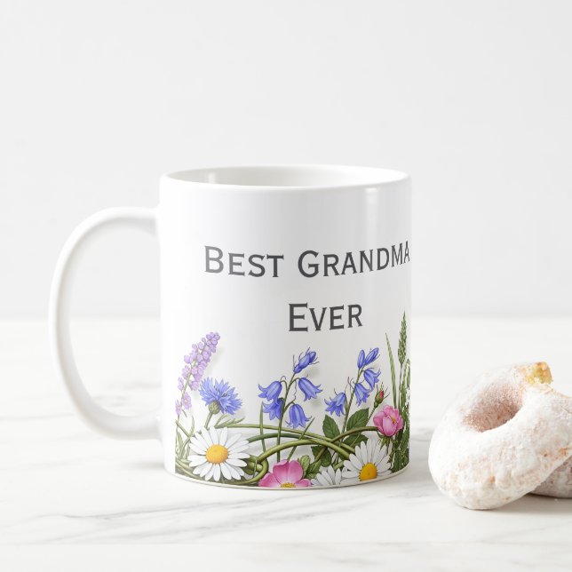 Anpassade Söt Blommigt Gift for Best Grandma Kaffemugg (Med munk)