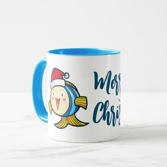 Anpassade, söt christmas-fisk mugg (Framsida vänster)