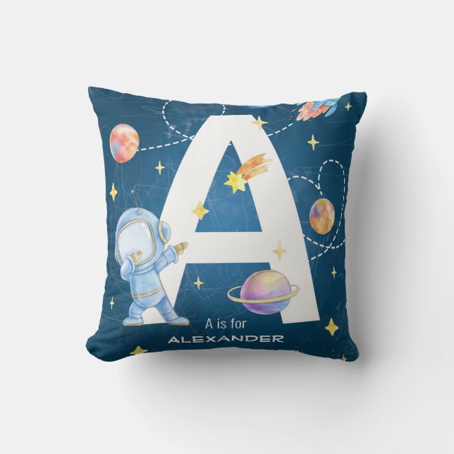 Anpassade Space Äventyr Brev 'A'-pil Kudde (Framsida)