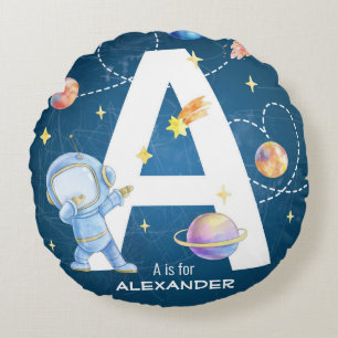 Anpassade Space Äventyr Brev 'A' Rund Kudde