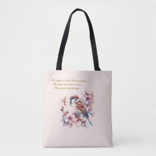 Anpassade Sparrow Bible Verse Rosa Tygkasse