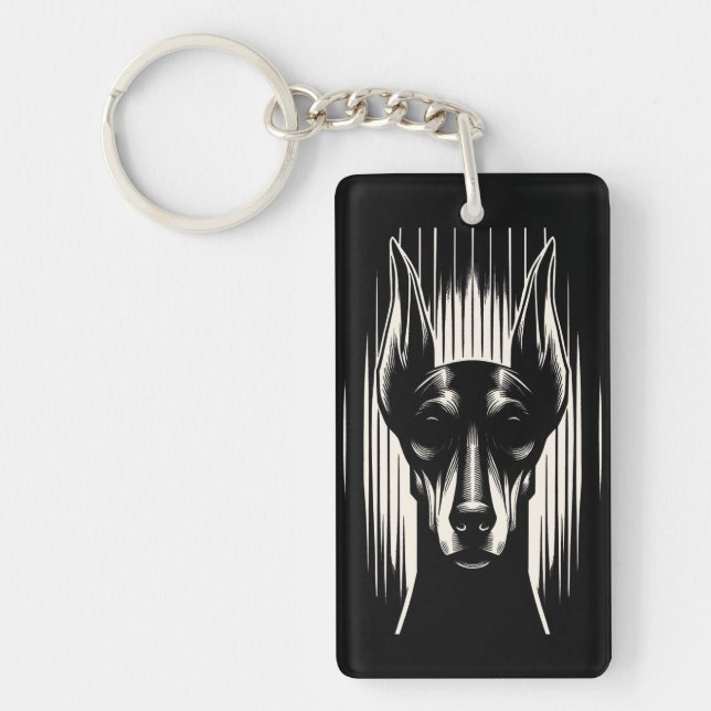 Anpassade Spooky Doberman Acrylic Keychain (Framsidan)