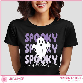 Anpassade Spooky Ghost Teacher Halloween T Shirt
