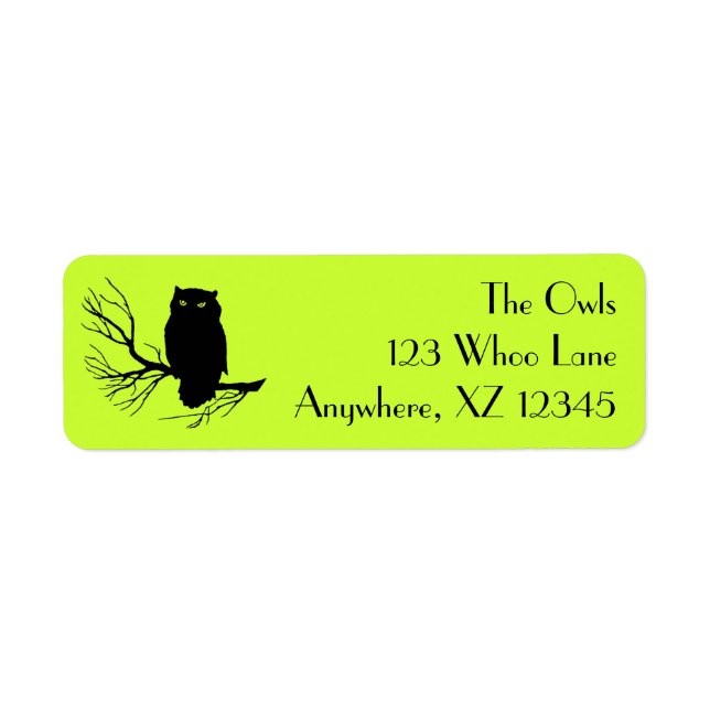 Anpassade Spooky Uggla Returadress Etikett (Framsidan)