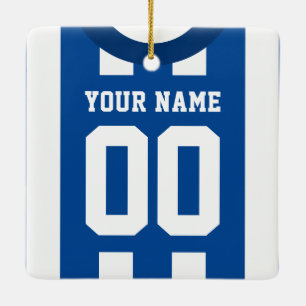 Anpassade Sports Jersey Blue-mall Julgransprydnad Keramik