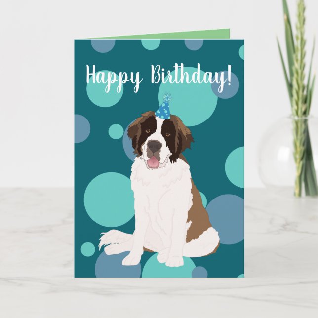 Anpassade St Bernard Birthday Kort (Framsida)