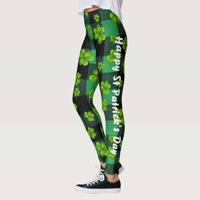 Anpassade St. Patrick's Day Shamrock Leggings (Vänster)