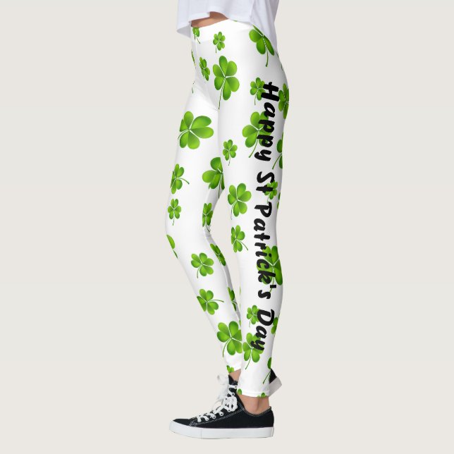 Anpassade St. Patrick's Day Shamrock Leggings (Vänster)