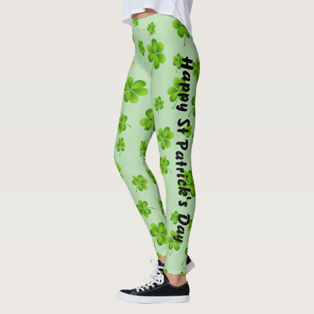 Anpassade St. Patrick's Day Shamrock Leggings (Vänster)