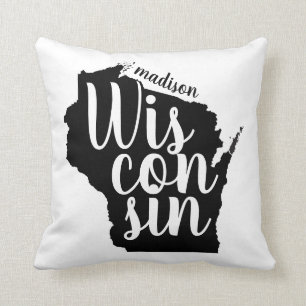 Anpassade statliga Wisconsin och stad Kudde