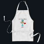 Anpassade Stick figur Chef Apron Förkläde<br><div class="desc">Hämta den medan det är hett! Anpassadet Stick figur Chef apron ger en underbar gåva till kock, kock eller bagare i ditt liv. Utformningen har en roligt, en figur-pipa med en färgad, kock och rödskor. Hon håller en träsked och har ett ljust, rött ugnsduk på ena sidan. Anpassa namn och...</div>