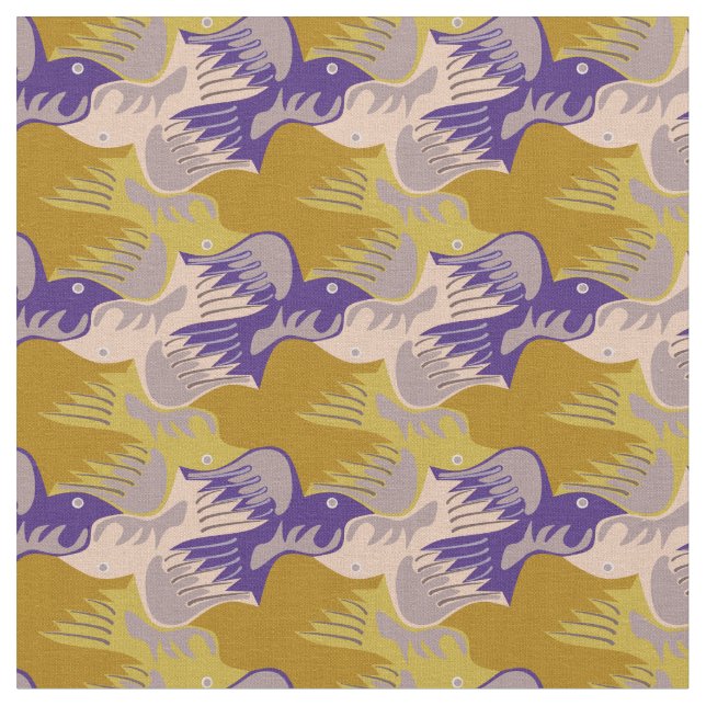 Anpassade Stilized Birds Tesselation Fabric Tyg (Närbild)