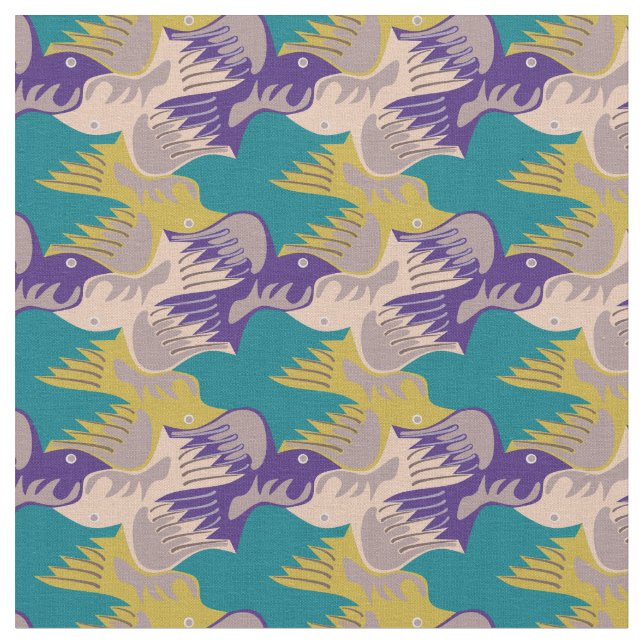 Anpassade Stilized Birds Tesselation Fabric Tyg (Närbild)
