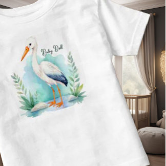 Anpassade Stork Nursery set Baby doll T Shirt