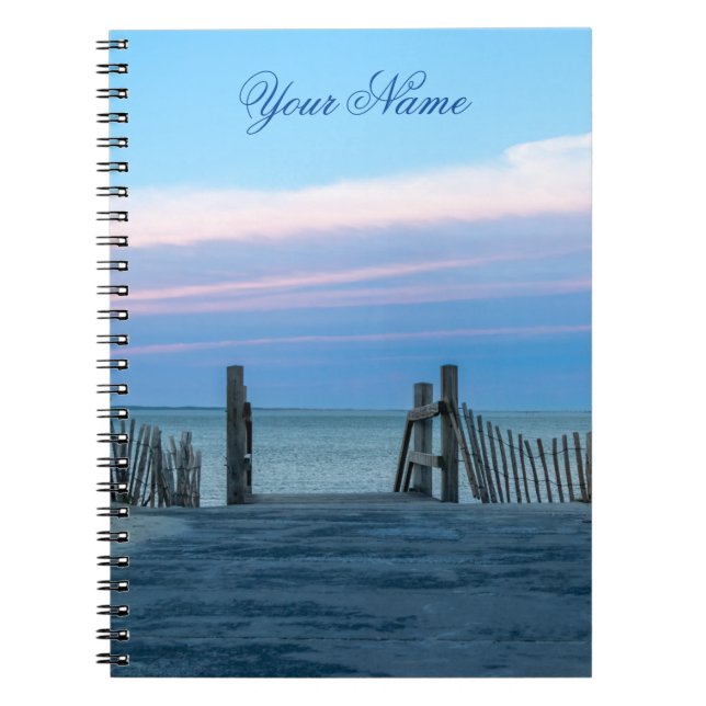 Anpassade, strandstranden vid älskare vid namn vid anteckningsbok (Framsidan)
