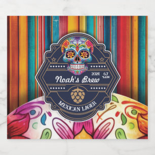 Anpassade Sugar Skull Mexikanska Beer-etikett Ölflaska Etikett