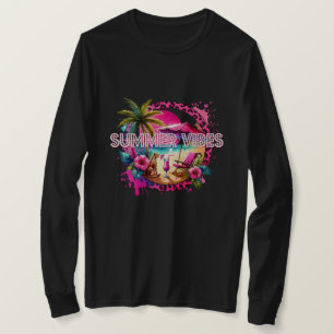Anpassade Summer Vibes, Rosa Leopard Design T Shirt
