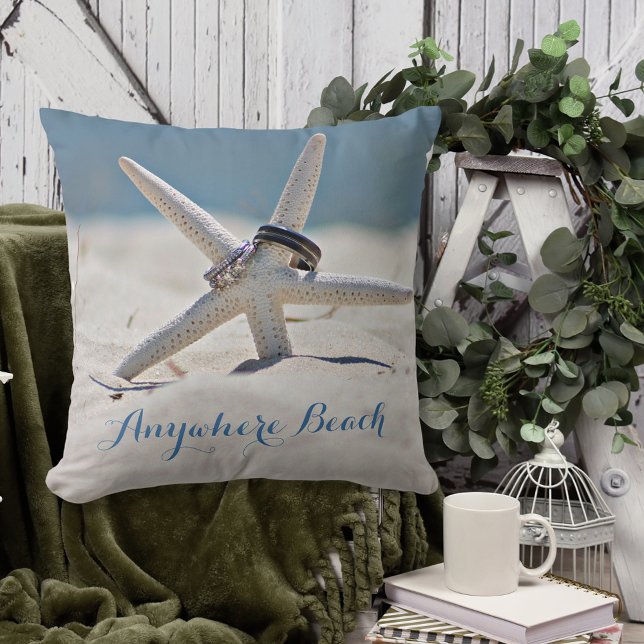 Anpassade Sunny Beach med Starfish Ringar Kudde (Skapare uppladdad)