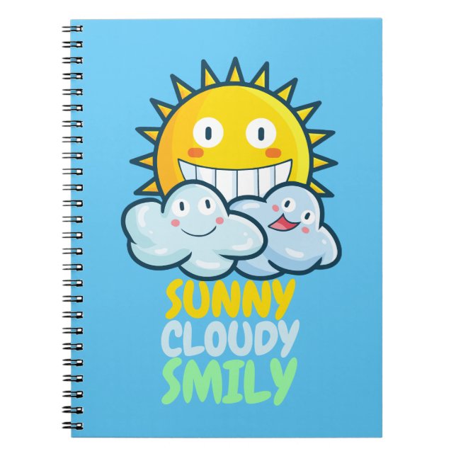 Anpassade Sunny Cloudy Smiliy Anteckningsbok (Framsidan)