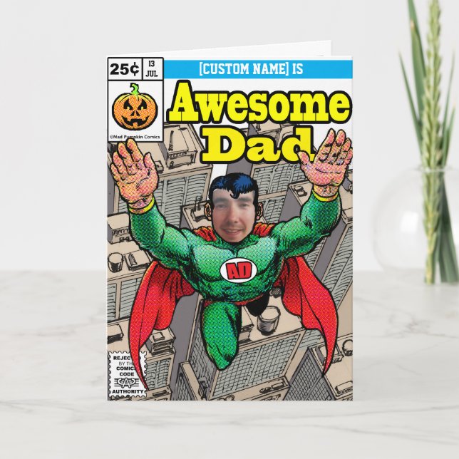 Anpassade Superhjälte Tecknad Birthday Kort (Framsida)