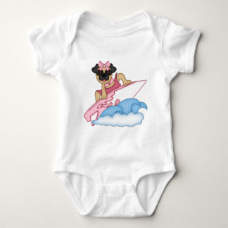 Anpassade Surfer Pug Girl - Rosa T-shirt