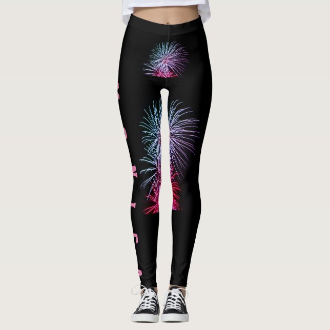 Anpassade svarta baljor av Namn-typ Leggings (Framsida)