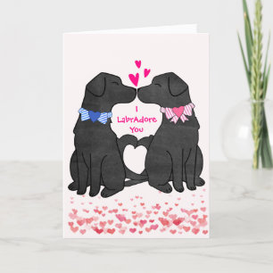 Anpassade svarta labradorer kysser Valentine Helgkort