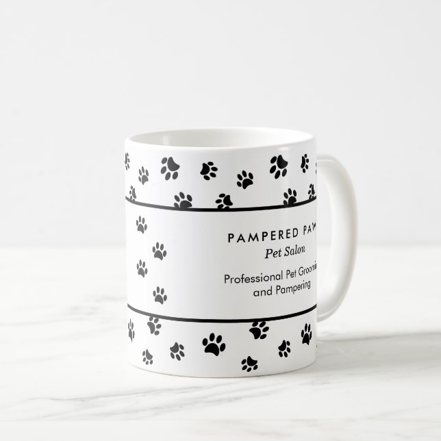 Anpassade svarta tassavtryck Professionell husdjur Kaffemugg (Framsida höger)