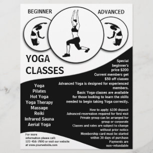 Anpassade svartvita yoga-klassflygare reklamblad