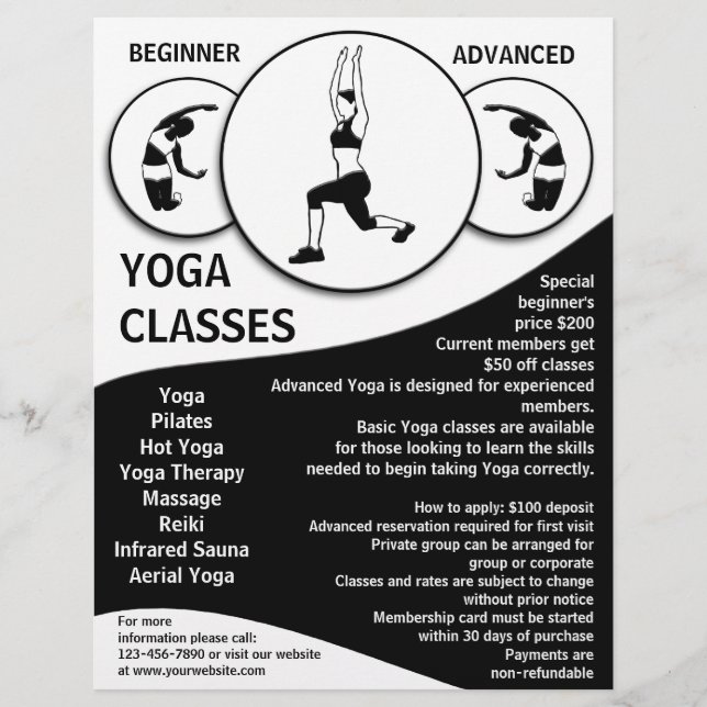 Anpassade svartvita yoga-klassflygare reklamblad (Framsidan)