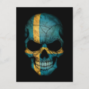 Anpassade Svenska Flagga Skull Vykort