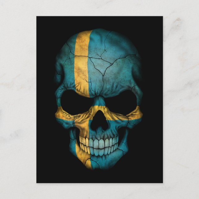 Anpassade Svenska Flagga Skull Vykort (Framsida)
