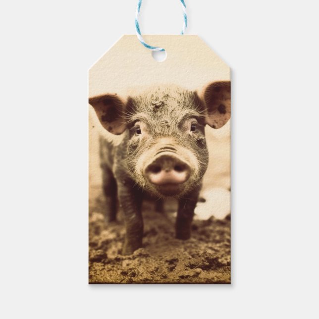 Anpassade svin & kyssar Muddy Piglet Boutique Presentetikett (Framsidan)