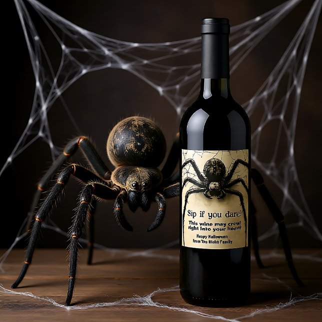 Anpassade Svinklingning Bash med spaltspenat HALLO Vinflaska Etikett (Customizable Spine-tingling Spider HALLOWEEN Bash Wine Label)