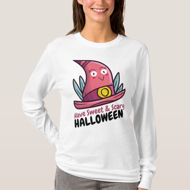 Anpassade Sweet & Scary Halloween T Shirt (Framsida)