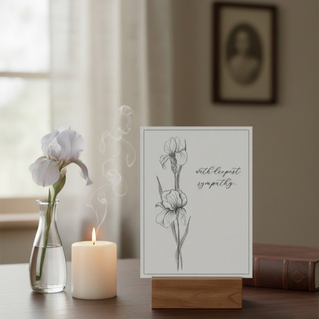 Anpassade Sympathy Card with Hand Drawn Iris Vykort (Skapare uppladdad)