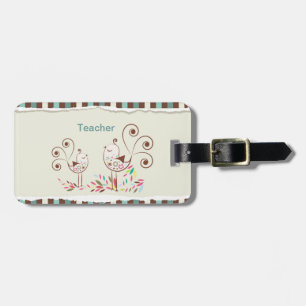 Anpassade Tack Lärare, Whimsical Bird Rand Bagagebricka