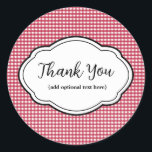 Anpassade Tack Sticker Red & White Gingham Runt Klistermärke<br><div class="desc">Se mer i vår butik!</div>
