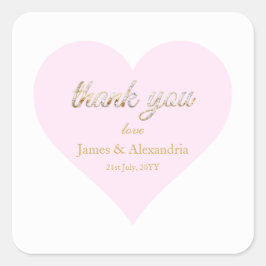 Anpassade tackdiamanter rosa hjärta fyrkantigt klistermärke