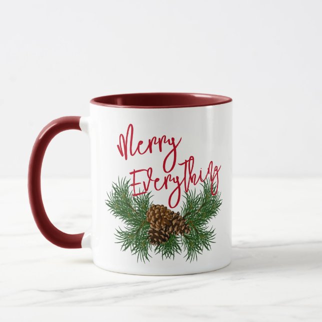Anpassade tallkottsnålar Merry Everything Textkons Mugg (Vänster)