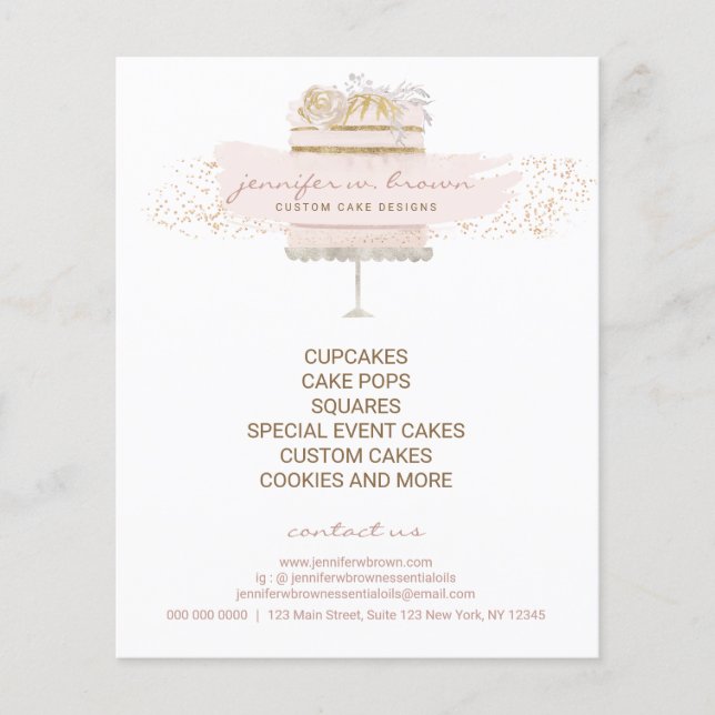 Anpassade tårtor Bagare Event Patisserie Flyer Gir (Framsida)