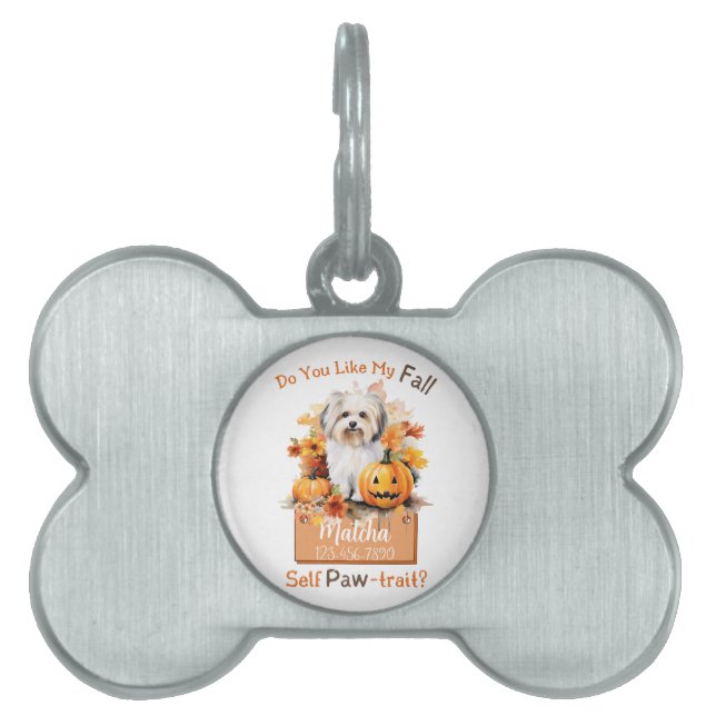 Anpassade Tass-fect Autumn Hund Matcha ID-bricka Husdjur (Framsidan)