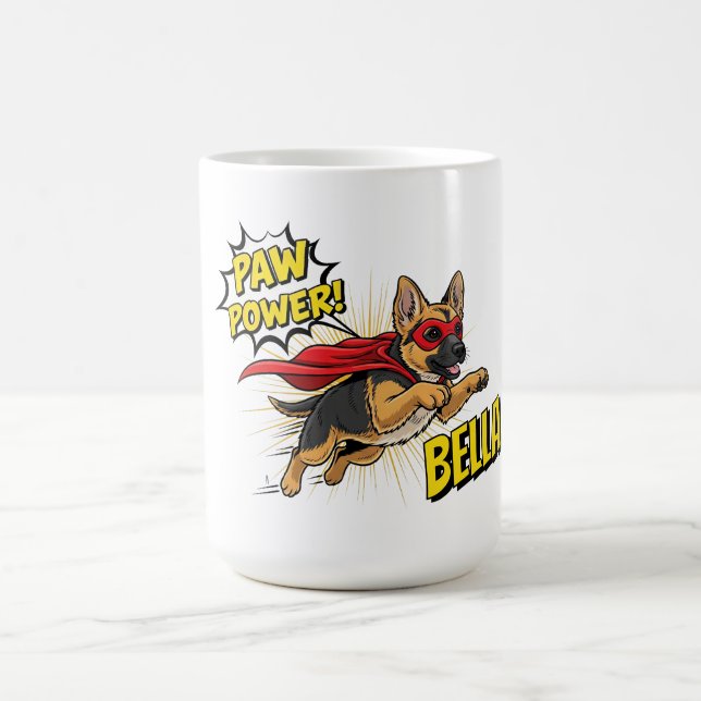 Anpassade Tass Power German Shepherd Kaffemugg (Center)