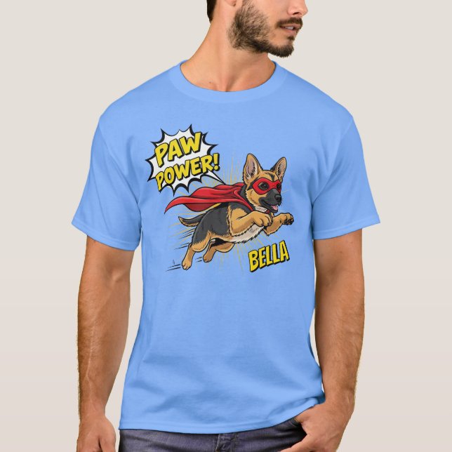 Anpassade Tass Power German Shepherd T Shirt (Framsida)