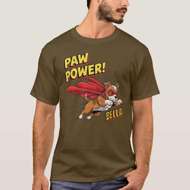 Anpassade Tass Power Toppen Hund T Shirt (Framsida)