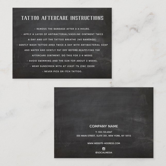 Anpassade Tattoo Aftercare Instructions Black Visitkort (Fram/baksida)