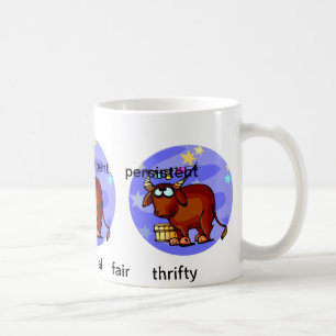 Anpassade Taurus-egenskaper Cute Tecknad Zodiac Kaffemugg
